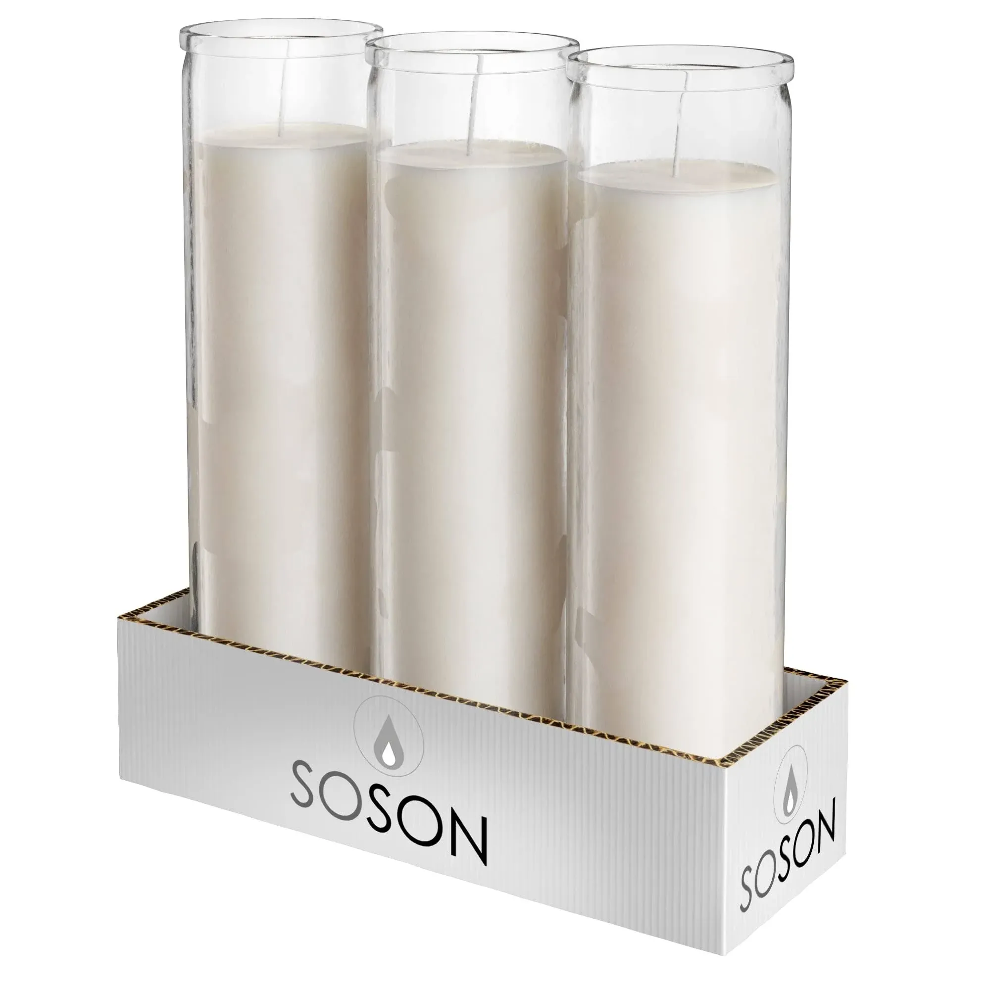 Simply Soson 2x8 inch White Devotional Candles in Glass Jar - 3 Pack - 90 Hours ...