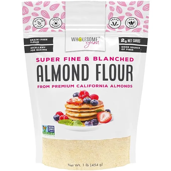 Wholesome Yum Premium Fine Blanched Almond Flour For Baking & More (16 oz / 1 lb) - Low Carb, Gluten Free, Non GMO, Keto Friendly Flour Substitute With Ground Almonds