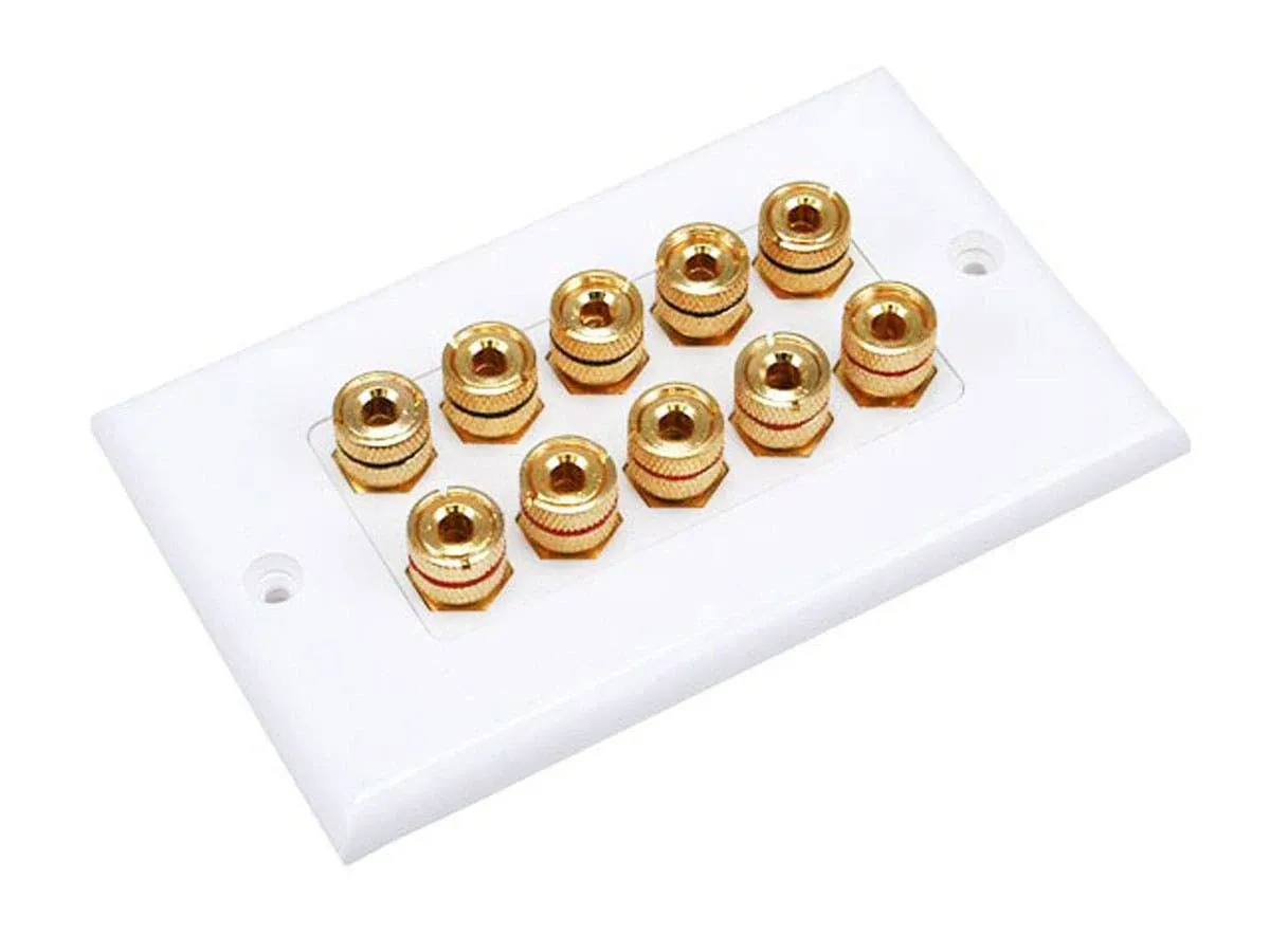 Monoprice High Quality Banana Binding Post Two-Piece Inset Wall Plate for 5 ...