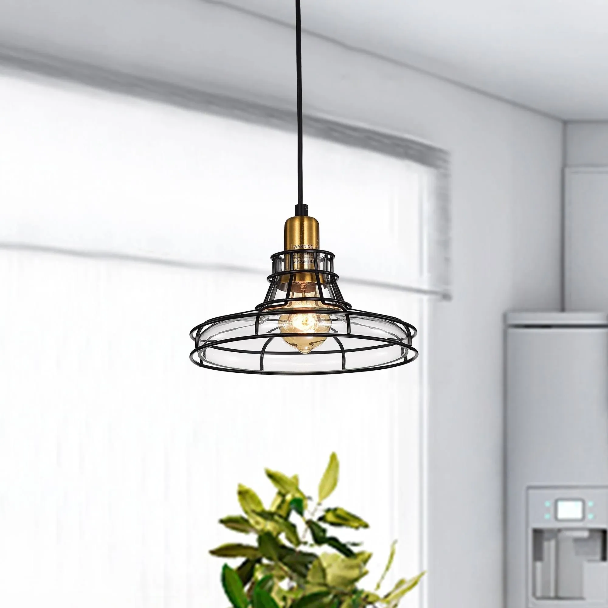 Locke 1-Light Black and Antique Gold Pendant With Clear Glass Shade - Industrial - Pendant Lighting - by Edvivi Lighting | Houzz