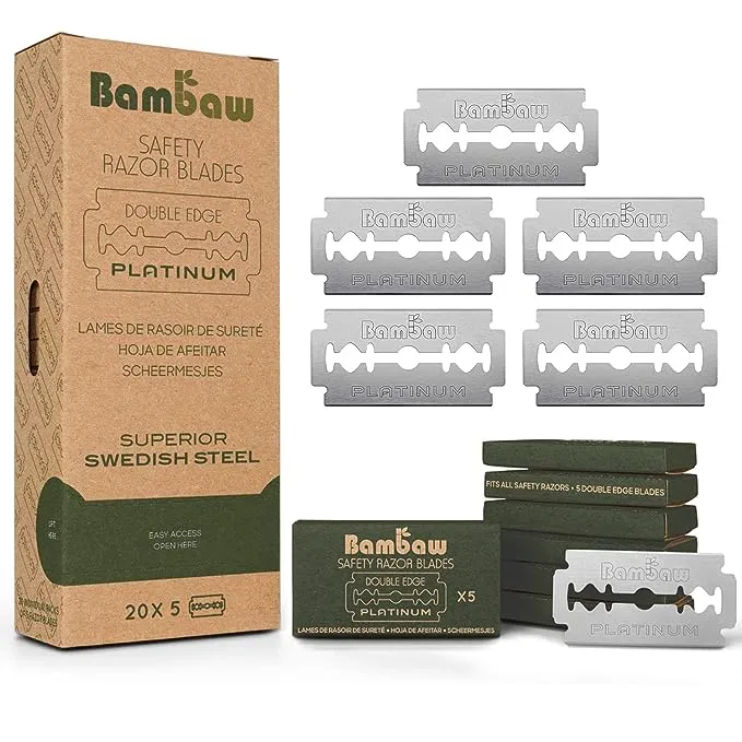 Safety Razor Blades | Swedish Steel Replacement Razor Blades | 100 Pack - 18 to 24 months supply | Bambaw