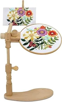 YOUCI Upgraded Embroidery Hoop Stand, 360° Adjustable Sitting Cross Stitch Stand, Easy to Use Wooden Embroidery Hoop Holder, Hands Free Cross Stitch