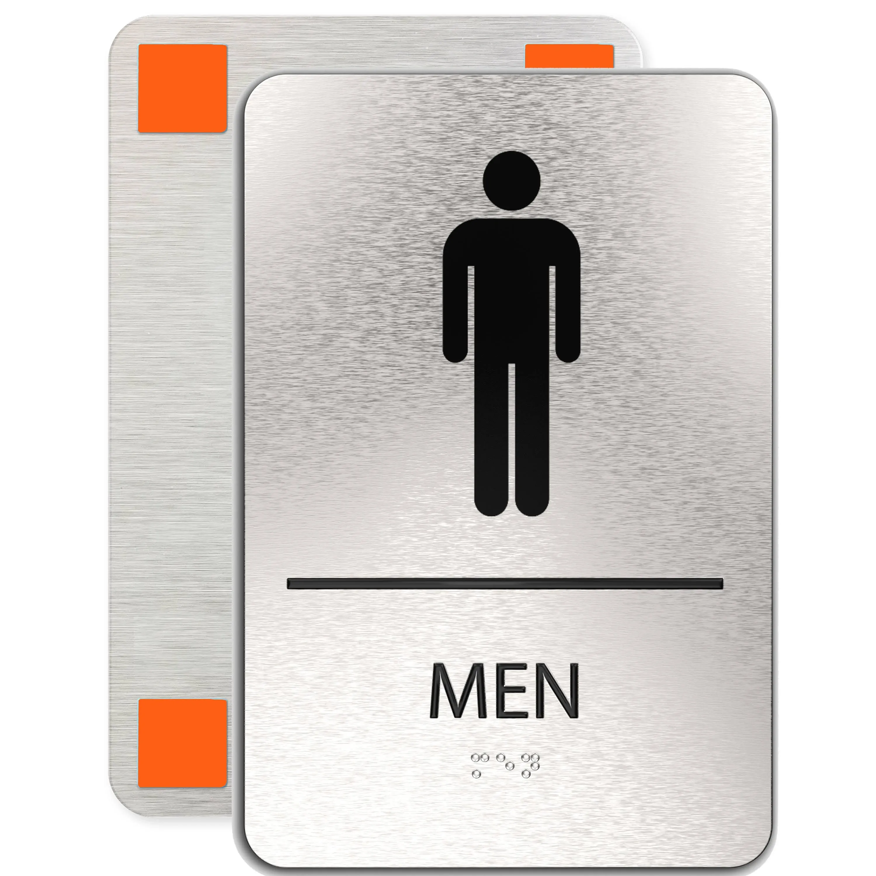 ADA Restroom Signs | 6x9 inches Restroom Signs for Business Brushed Aluminum ...