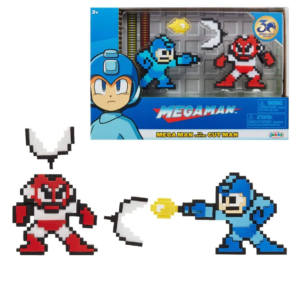 Megaman Classic 8-Bit Blue Mega Man Vs Cut Man Mini Figure 2-Pack