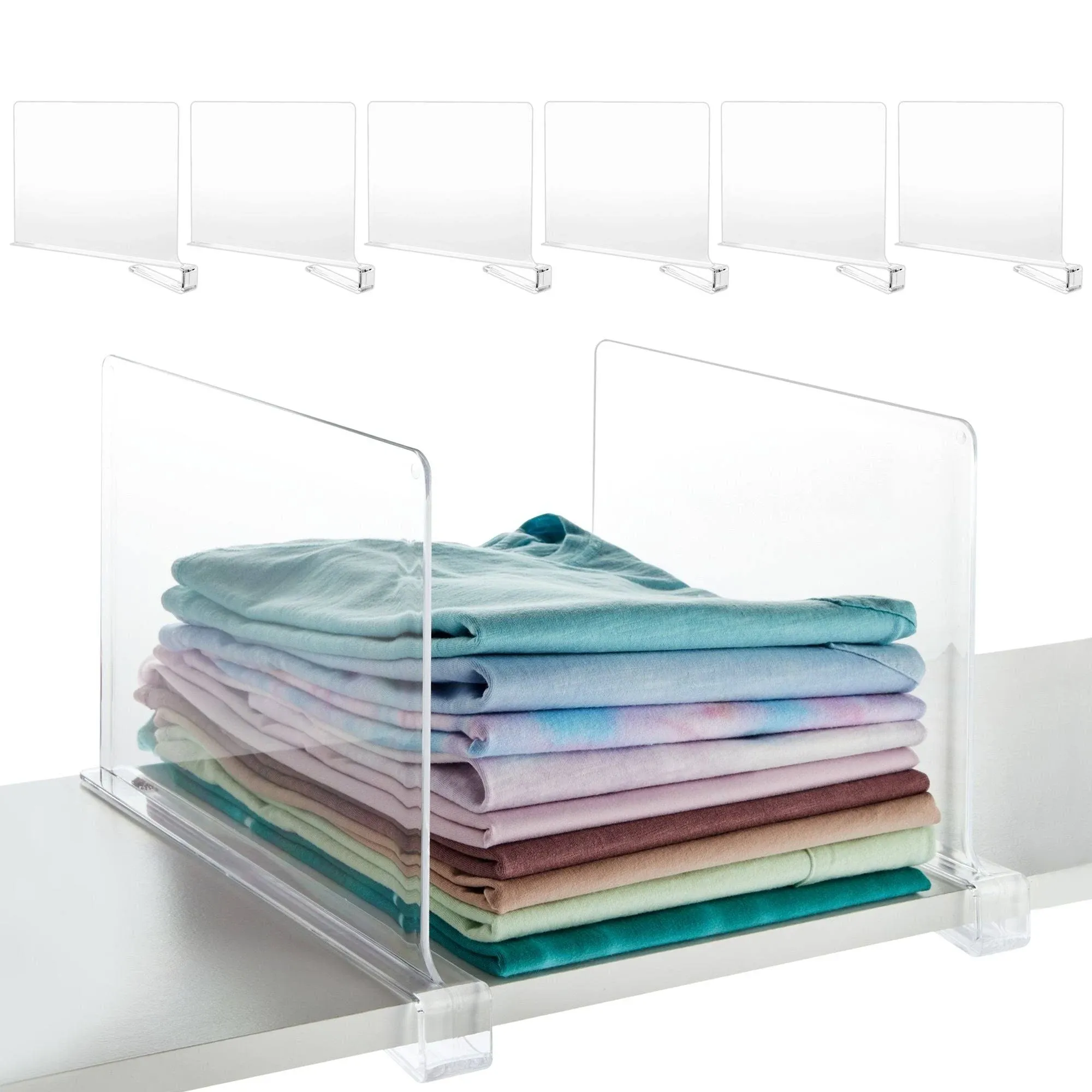 Juvale 6 Pack Clear Plastic Shelf Dividers