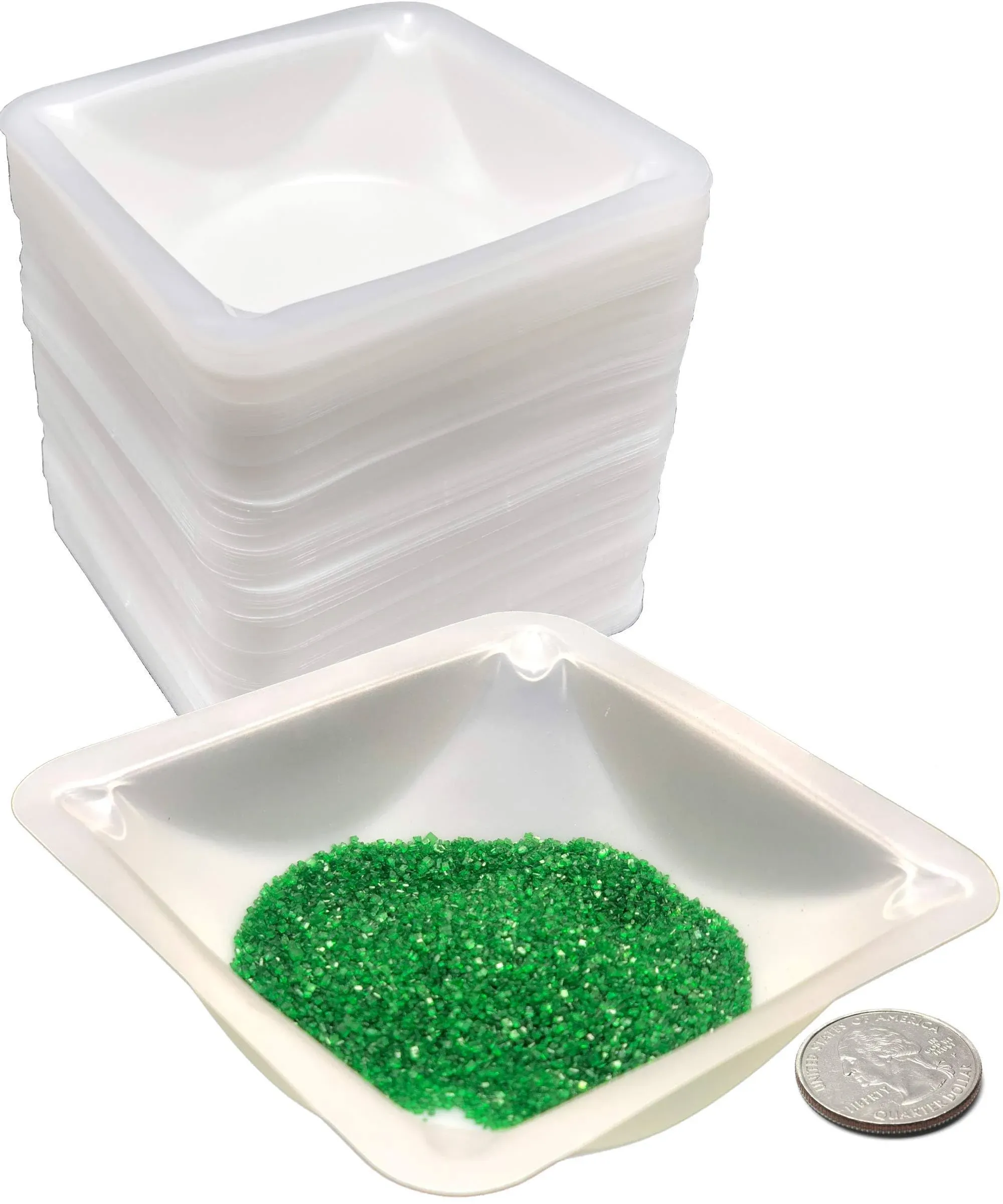 Weigh Boats Medium - 125 Pack 100ml Plastic Disposable Trays for Scale, Square Weighing Dishes for Powder Weight, Epoxy, Food Sample Tray - Pour Boat, Anti-Static Polystyrene Lab Dish, Container Pans