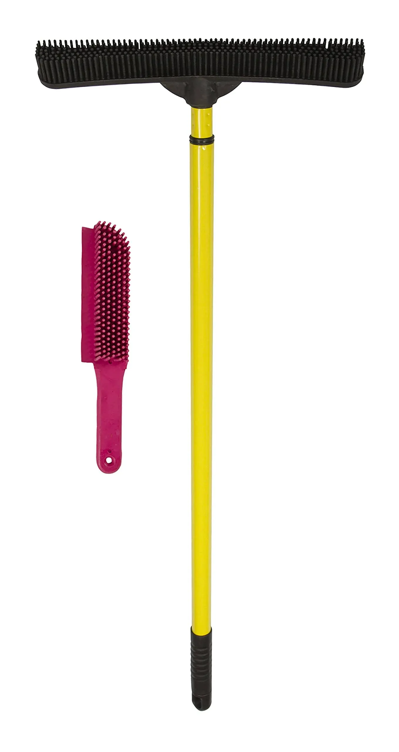 FURemover Original Indoor Pet Hair Rubber Broom with Carpet Rake, Squeegee and Washcloth (Furemover Broom and Brush Combo Set)