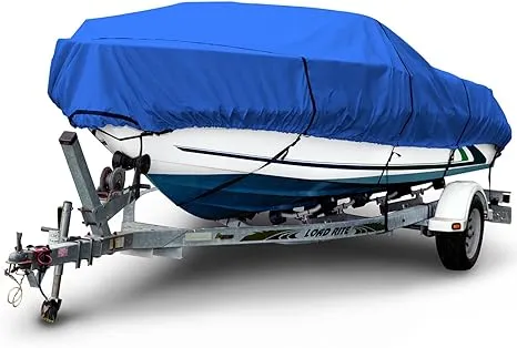 Budge B-600-X1 600 Denier V-Hull Fishing Boat Cover Blue 12' - 14' Long, 68" Beam Width Waterproof, UV Resistant