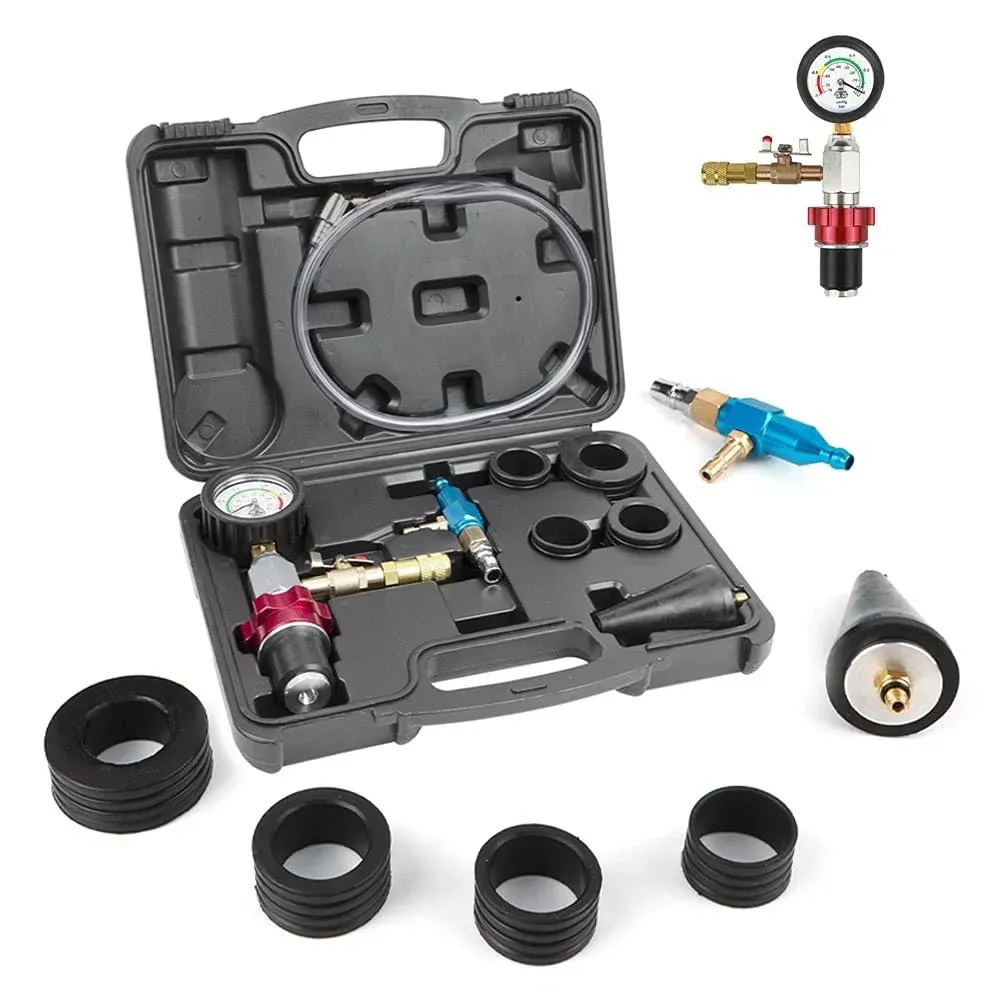 CMTOOL Coolant Vacuum Refill Kit Universal Cooling System Vacuum Purge & Refill Kit with 5 Adapters Radiator Coolant Refill Tool Kit Pressure Gauge