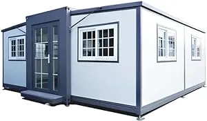 Portable Prefabricated Tiny Home 13x20ft, Mobile Expandable Plastic Prefab House for Hotel, Booth, Office, Guard House, Shop, Villa, Warehouse, Workshop (with Restroom)