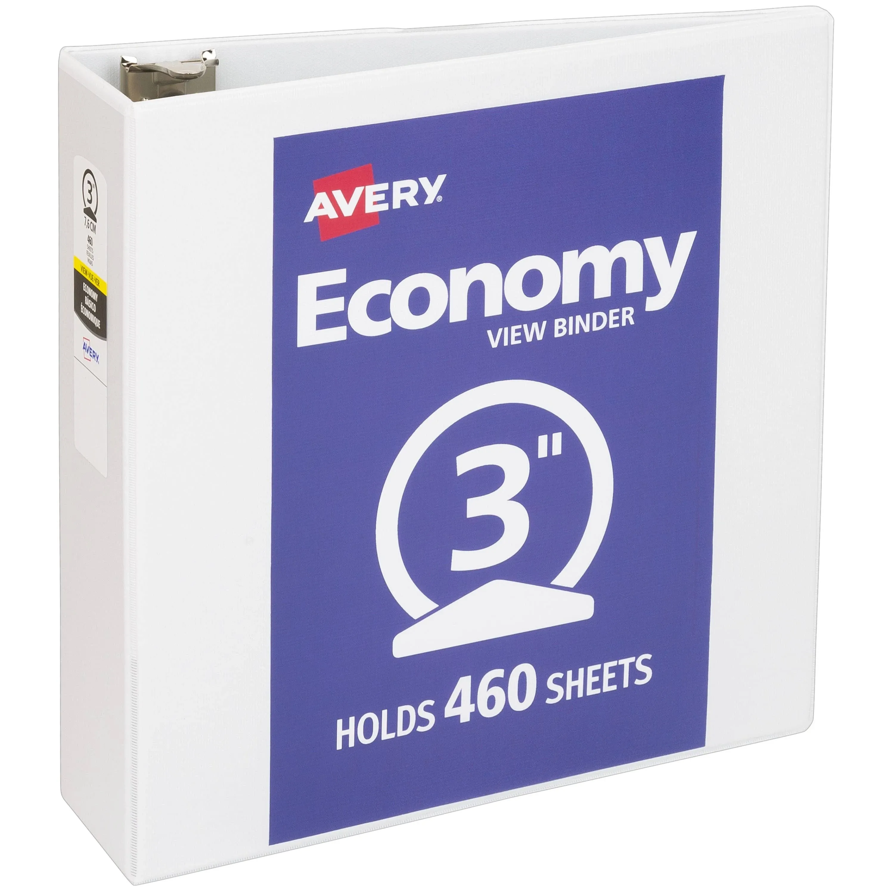 Avery Economy View Binder with Round Rings, 3" Capacity, White