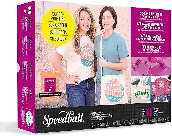 Speedball Deluxe Screen Printing Craft Vinyl Kit - Use with Cutting Machine to Print T-Shirts and Home Decor