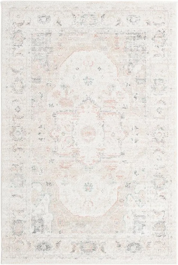 Rugs.com Madeline Vintage Collection Rug – 5' x 8' Ivory Medium-Pile Rug Perfect for Bedrooms, Dining Rooms, Living Rooms