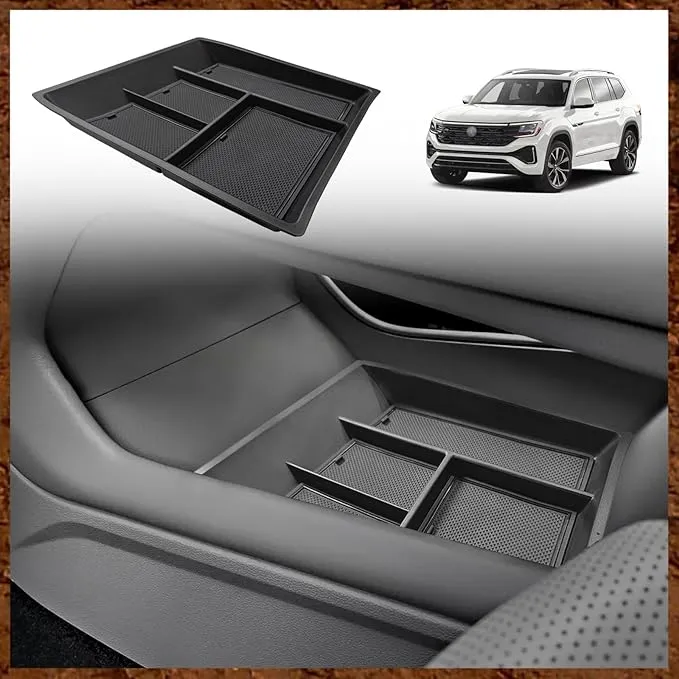 Muslogy for VW Atlas 2024 and Cross Sport Lower Center Console Organizer Storage ...