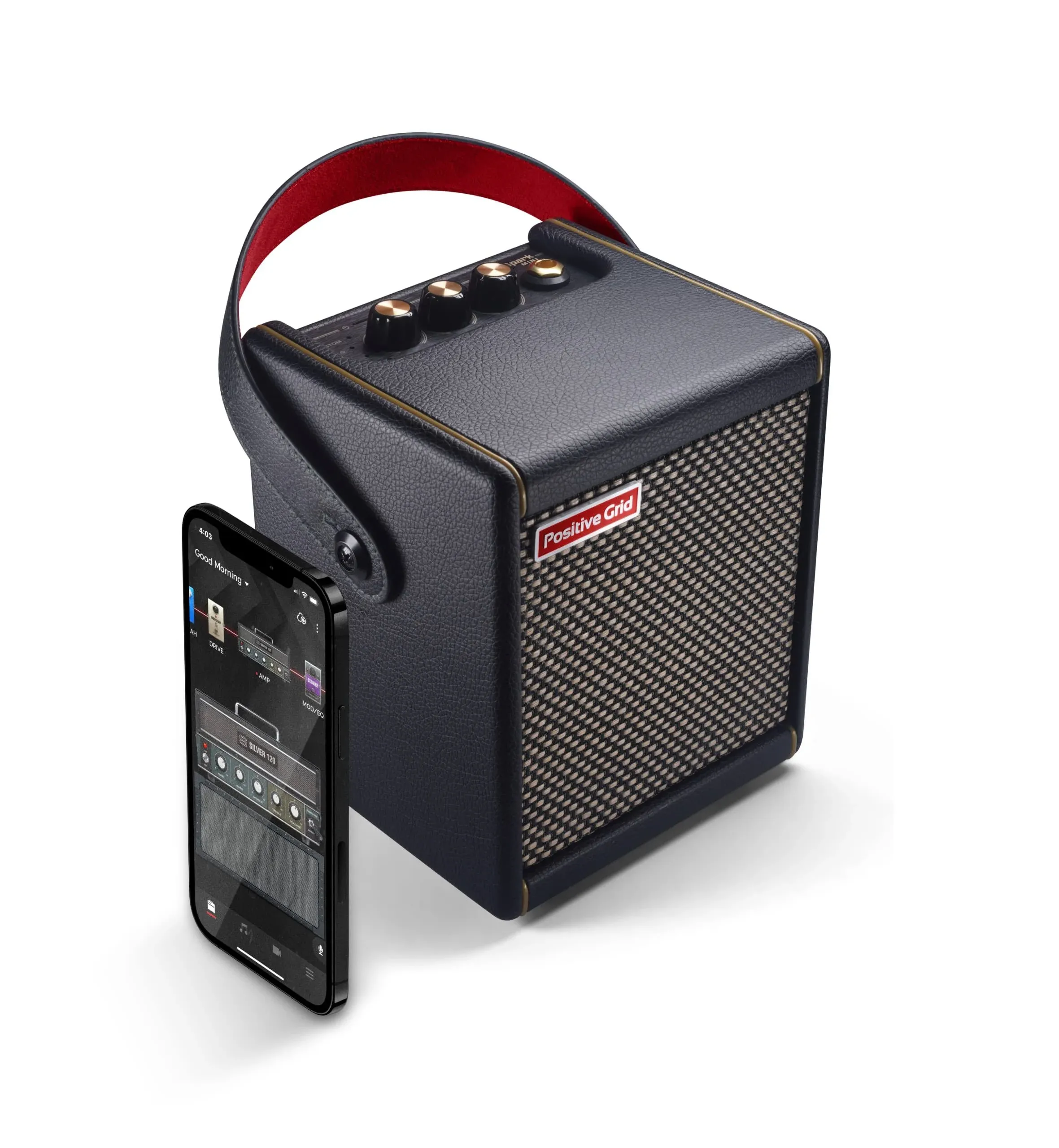 Positive Grid Spark Mini 10 W tragbarer Smart-Gitarrenverstärker & Bluetooth-Lautsprecher mit App zum Spielen von Gitarre zu Hause oder auf Reisen (schwarz)