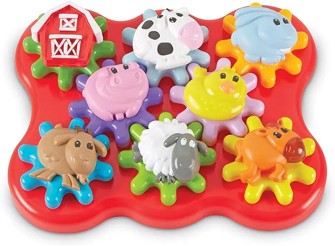 Learning Resources Build & Spin: Farm Friends, Fine Motor Toy, 17 Piece Set, Ages 2+