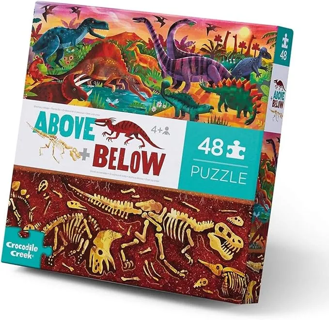 Crocodile Creek Above + Below 48-Piece Jigsaw Floor Puzzle - Fun Floor Puzzles for Kids Ages 4-8 - Dinosaur World - 27 x 20 inches Finished