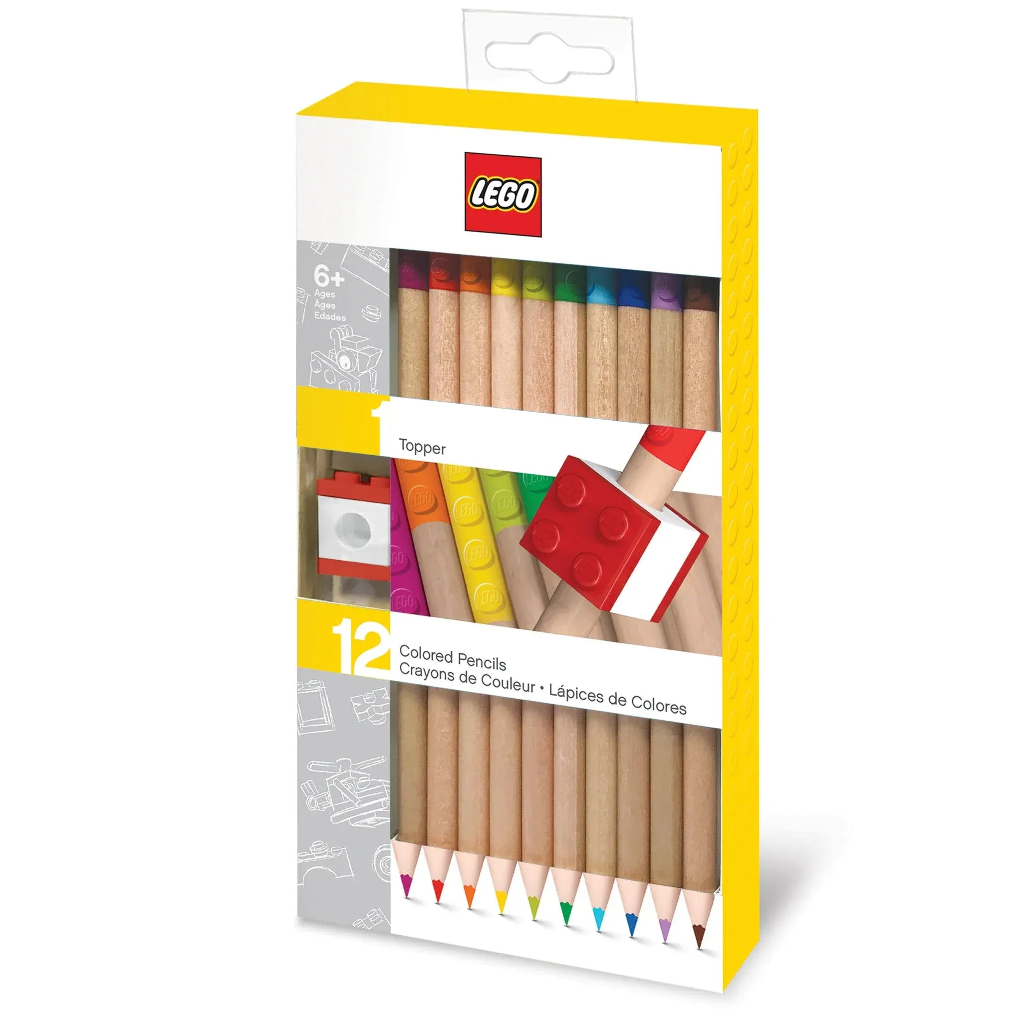 LEGO Colouring Pencils with Brick Topper - Assorted Colours (Pack of 12) - NEW