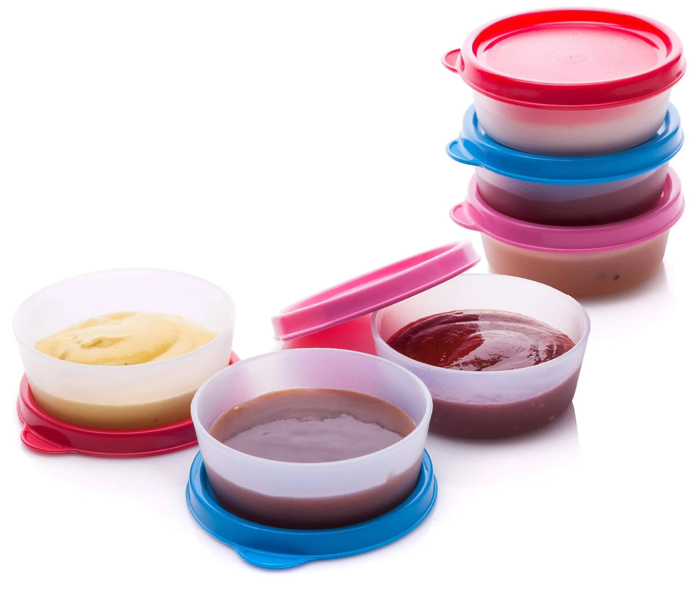 Signora Ware Condiment Cups Containers with Lid 6 Pk. 2.3 oz. Salad Dressing to ...