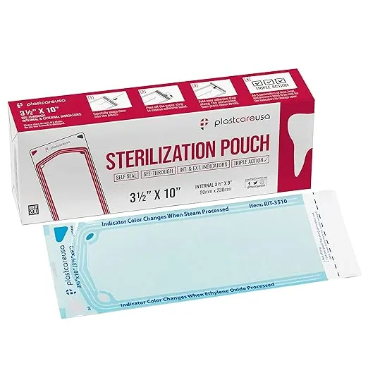 Self Seal Sterilization Pouch 3.5" x 10", 200 per Box