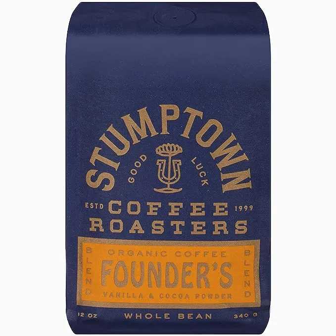 Stumptown Coffee Roasters Organic Founders Blend Whole Bean Coffee, Premium Dark Roast Coffee Beans, 100% Arabica, 12 oz