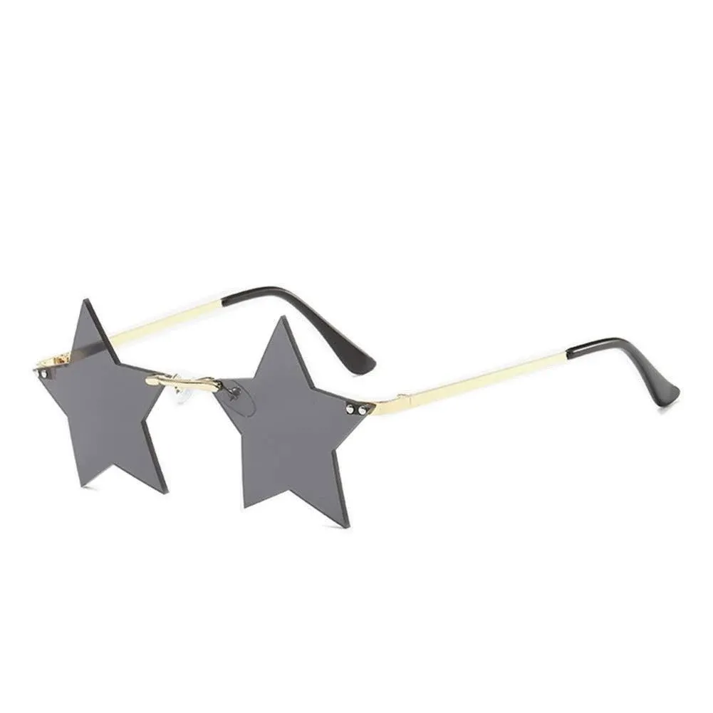 ENTHYI Rimless Star shape Sunglasses Personality Sun Glasses for women/men Party glasses personality pentagram eyewears