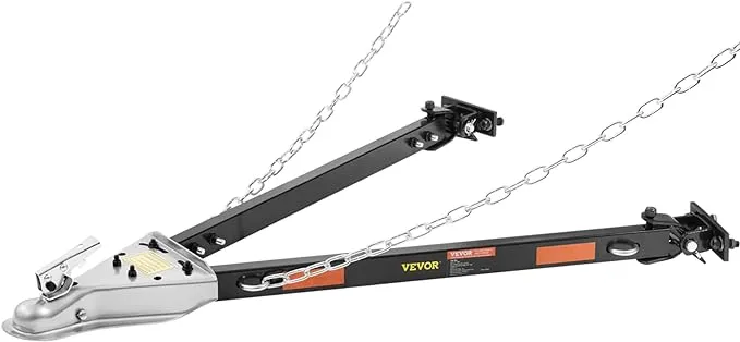 VEVOR Tow Bar 5500 lbs Towing Capacity with Chains Powder-Coating Alloy Steel Bumper-Mounted Universal Towing Bar Coupler Fits 2-Inch Ball Hitch