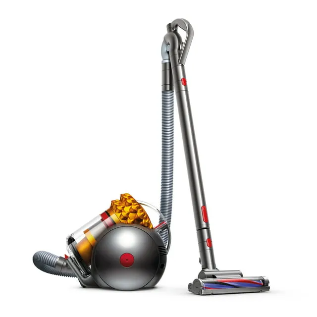 Dyson Big Ball Turbinehead Pro Bagless Canister Vacuum Cleaner, HEPA Filter, Strong Suction, Self-Adjusting Cleaner Head, Large bin, 5-Year Warranty, Yellow/Iron, with 5AVE Microfiber Cloth (Renewed)