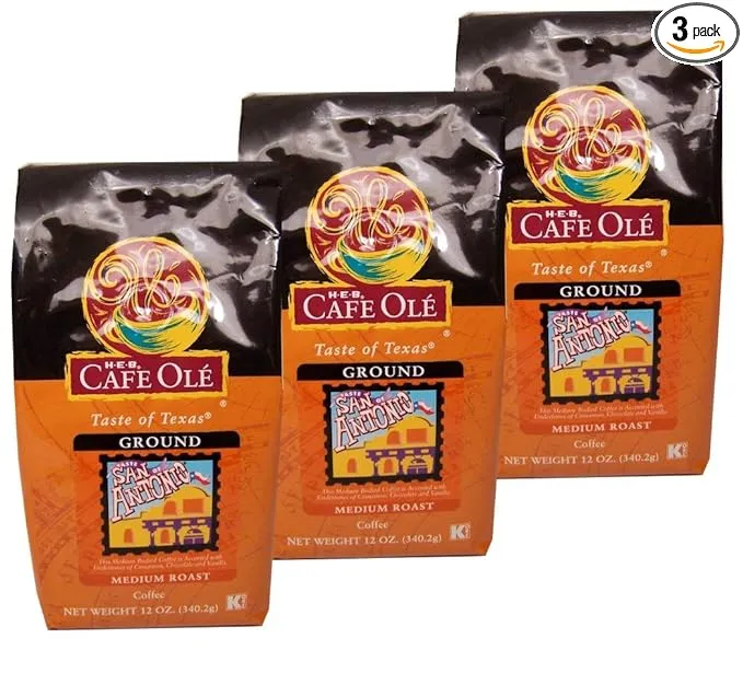 HEB Cafe Ole Ground Coffee 12oz Bag (Pack of 3) (Taste of San Antonio)