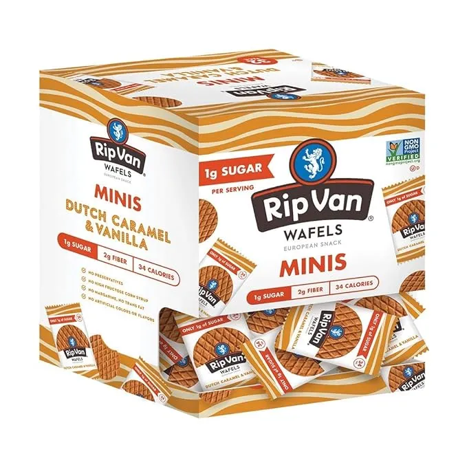 Rip Van Wafels Snack Honey and Oats 48 Count