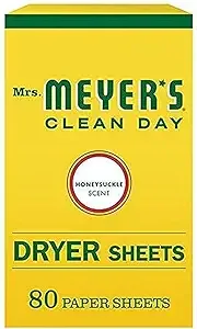 Mrs. Meyer’s Clean Day Dryer Sheets, Lemon Verbena Scent, (Pack of 80)