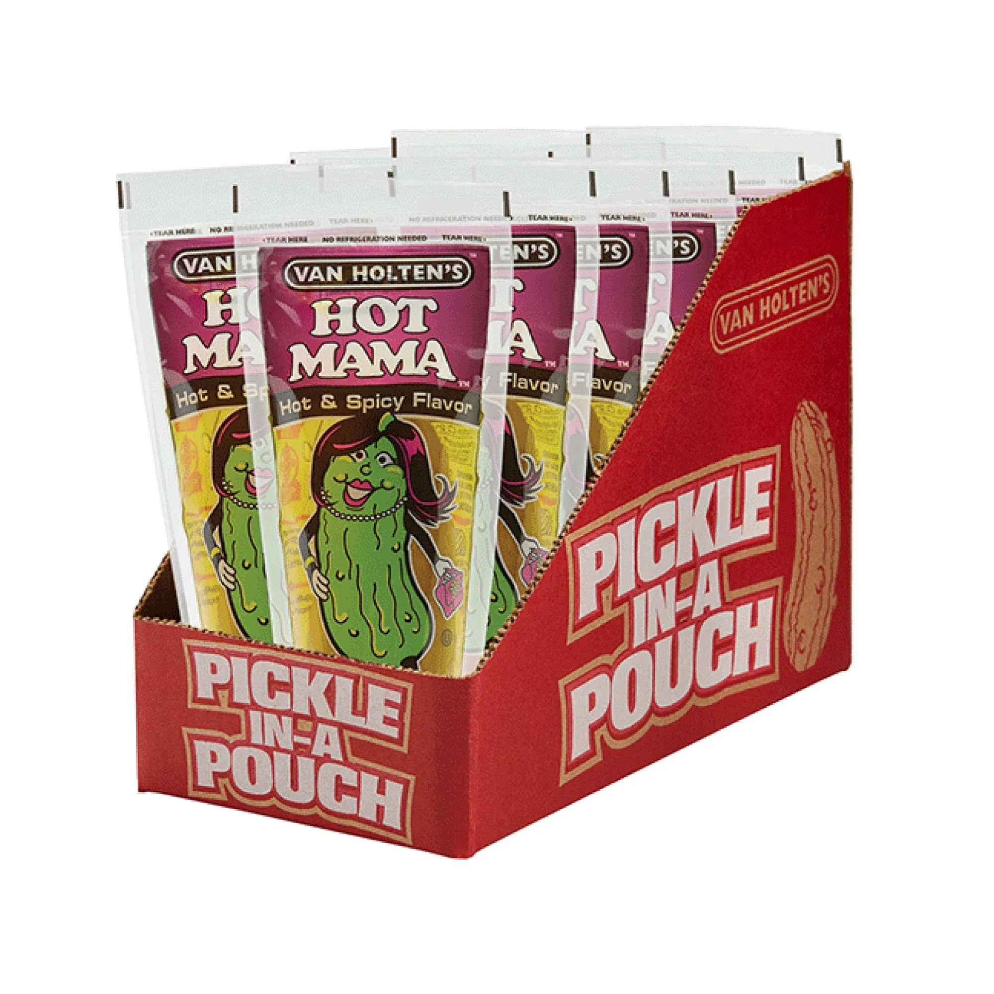 Van Holten's Hot Mama King Size Hot And Spicy Pickle Whole Single Serve Pouch-1 Each-12/Case