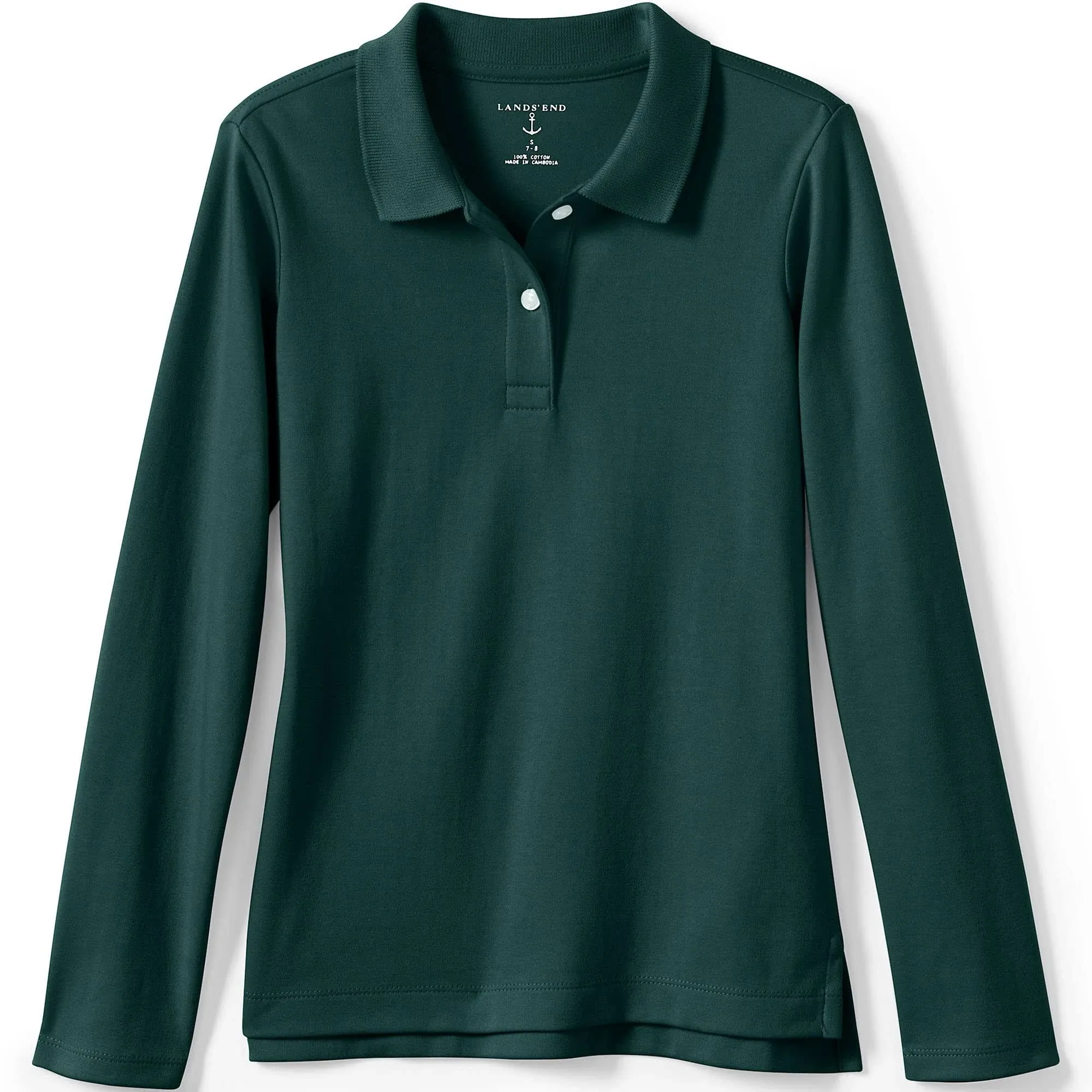 Lands' End Girls Long Sleeve Feminine Fit Interlock Polo Shirt