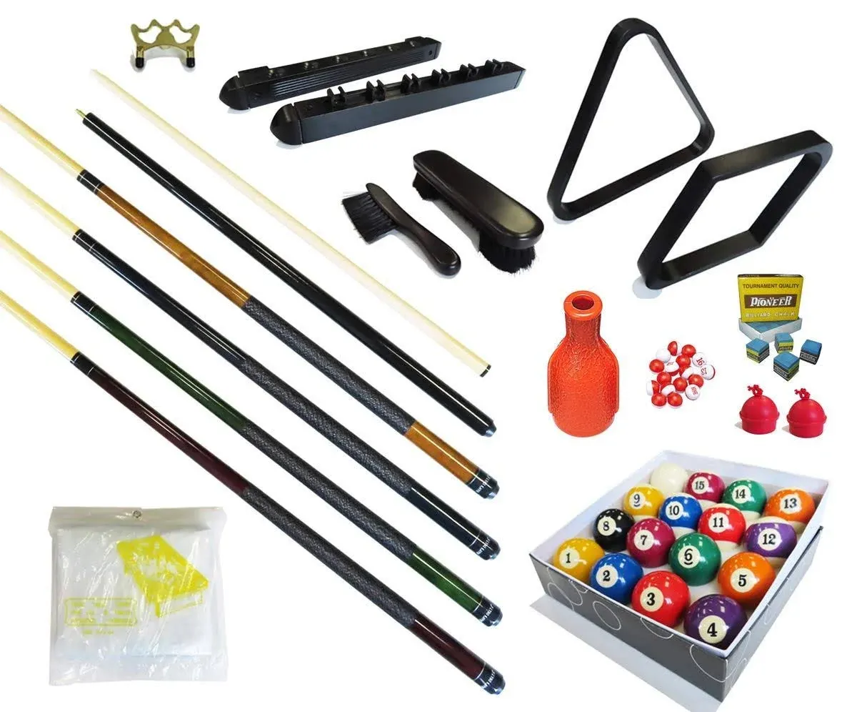 Billiard Depot Pool Table - Premium Billiard 32 Pieces Accessory Kit - Pool Cue Sticks Bridge Ball Sets (Kit-16)