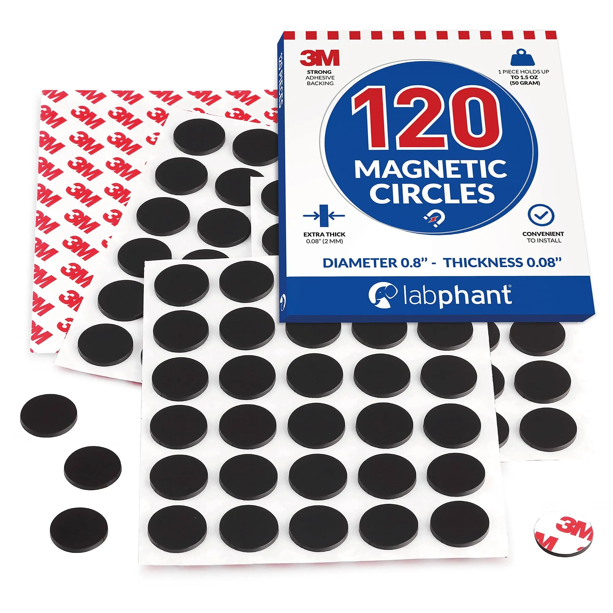 Round Magnets with Adhesive Backing, 120 Pieces Magnet Circles (Diameter 0.8’” X