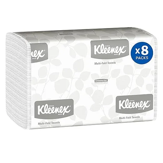 Kleenex Multi-Fold Paper Towels, Convenience, White, 150/pk, Carton of 8