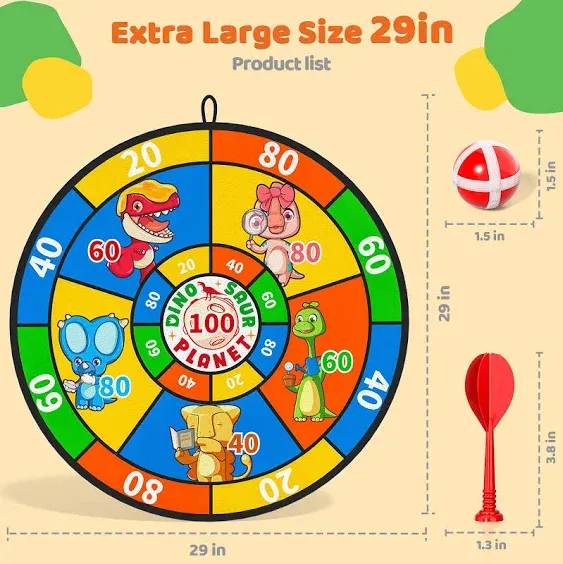 Doloowee 29 inchLarge Double Sided Dart Board for Kids