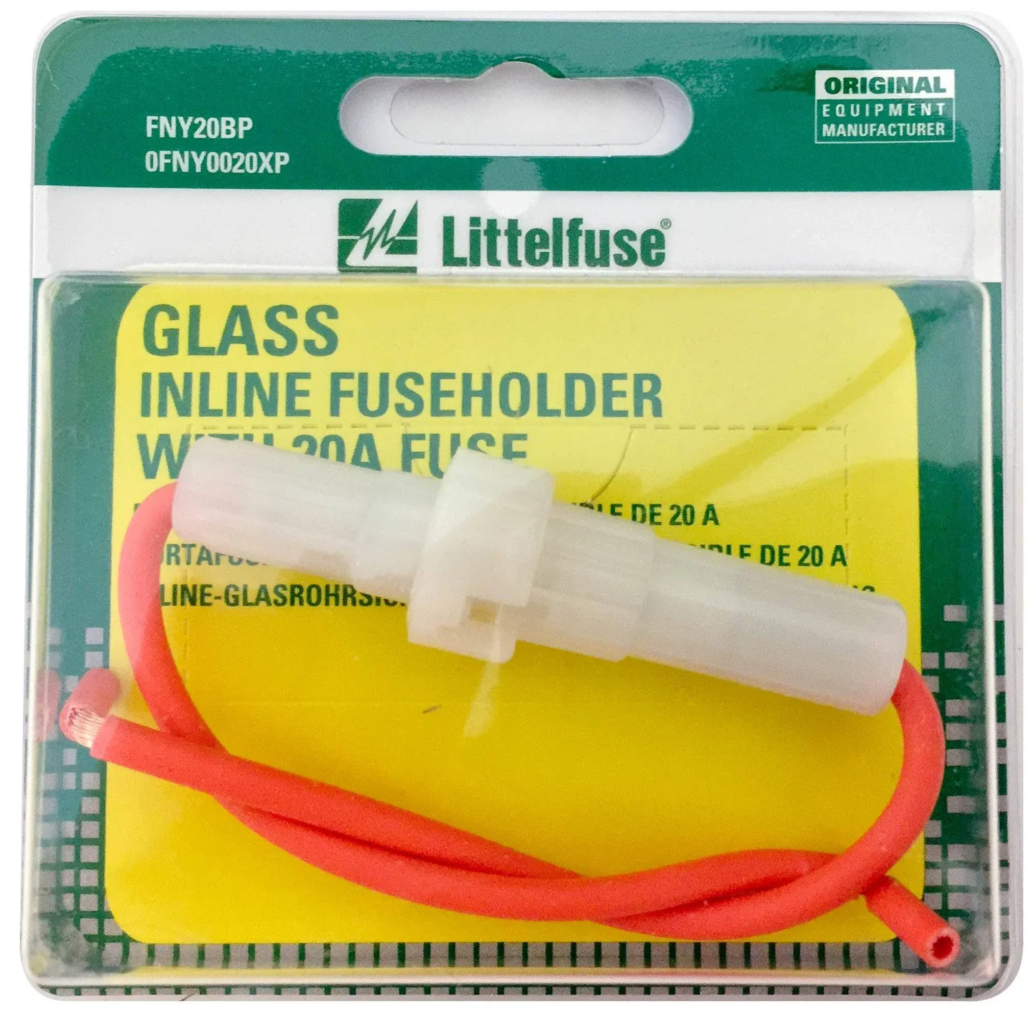 Littelfuse 0FNY0020XP ACS Glass 20 Amp Carded Inline Fuse Holder