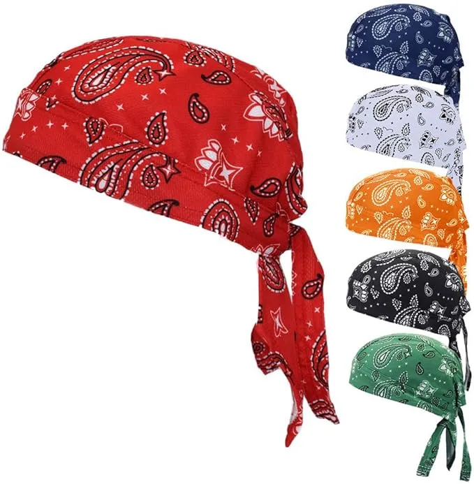 Sweat Wicking Doo Rag Cooling Dew Rag Helmet Liner Large Motorcycle Do Rags Head Wrap Bandana Skull Caps for Men and Women