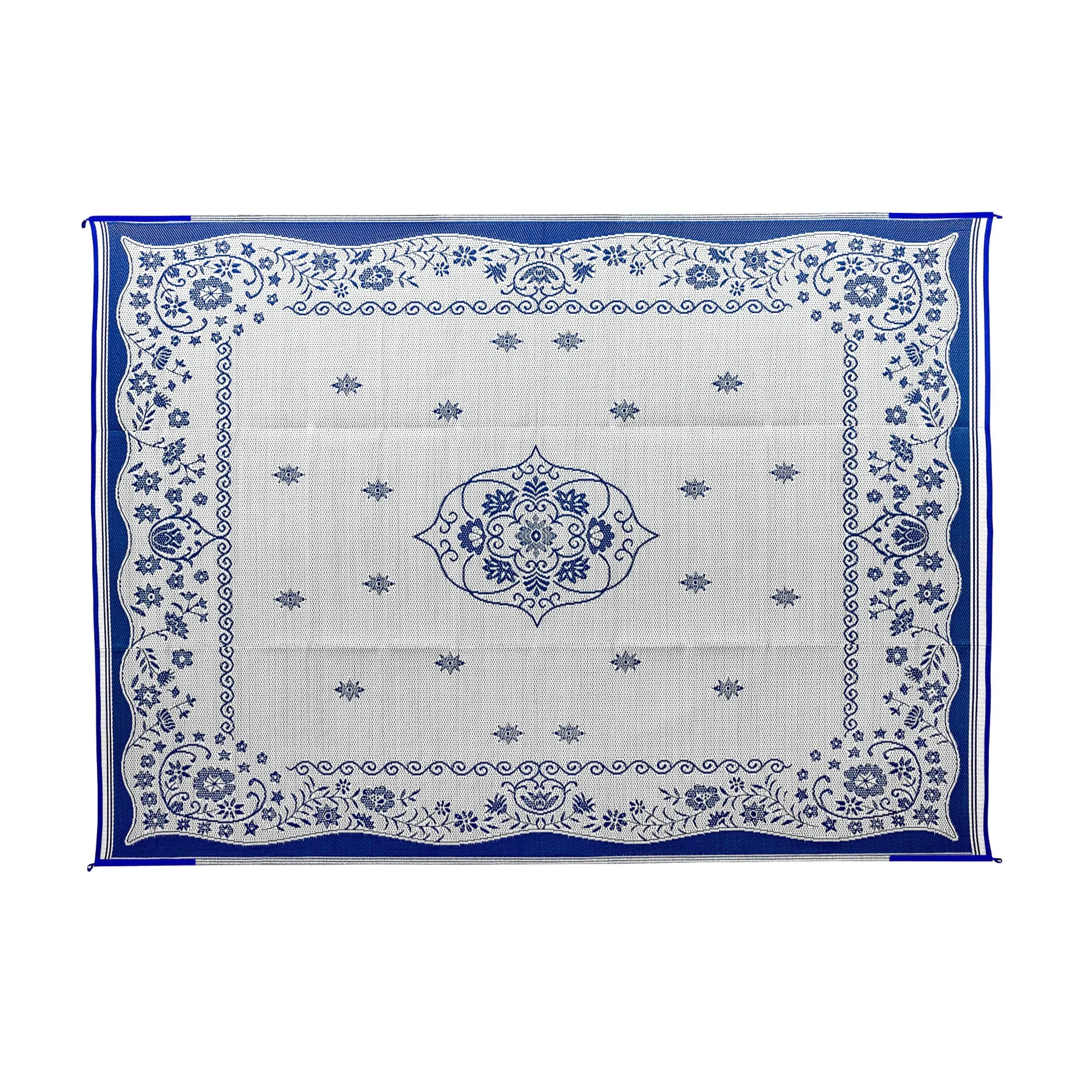 Camco 42851 Outdoor Mat 9&#039; x 12&#039; - Oriental, Blue / White