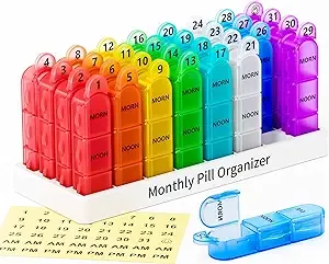 Monthly Pill Organizer 3 Times A Day, 30 Day Pill Organizer Morning-Noon-N<wbr/>igh...