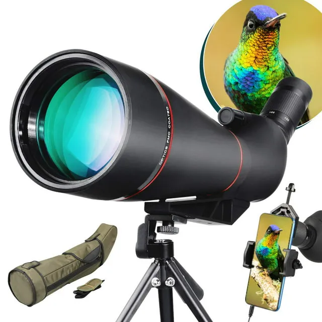 BEBANG Spotting Scope  25-75x100 Spotting Scope with Tripod and Phone Adapter  Waterproof Spotting Scope for Bird Watching  Target Shooting  Hunting