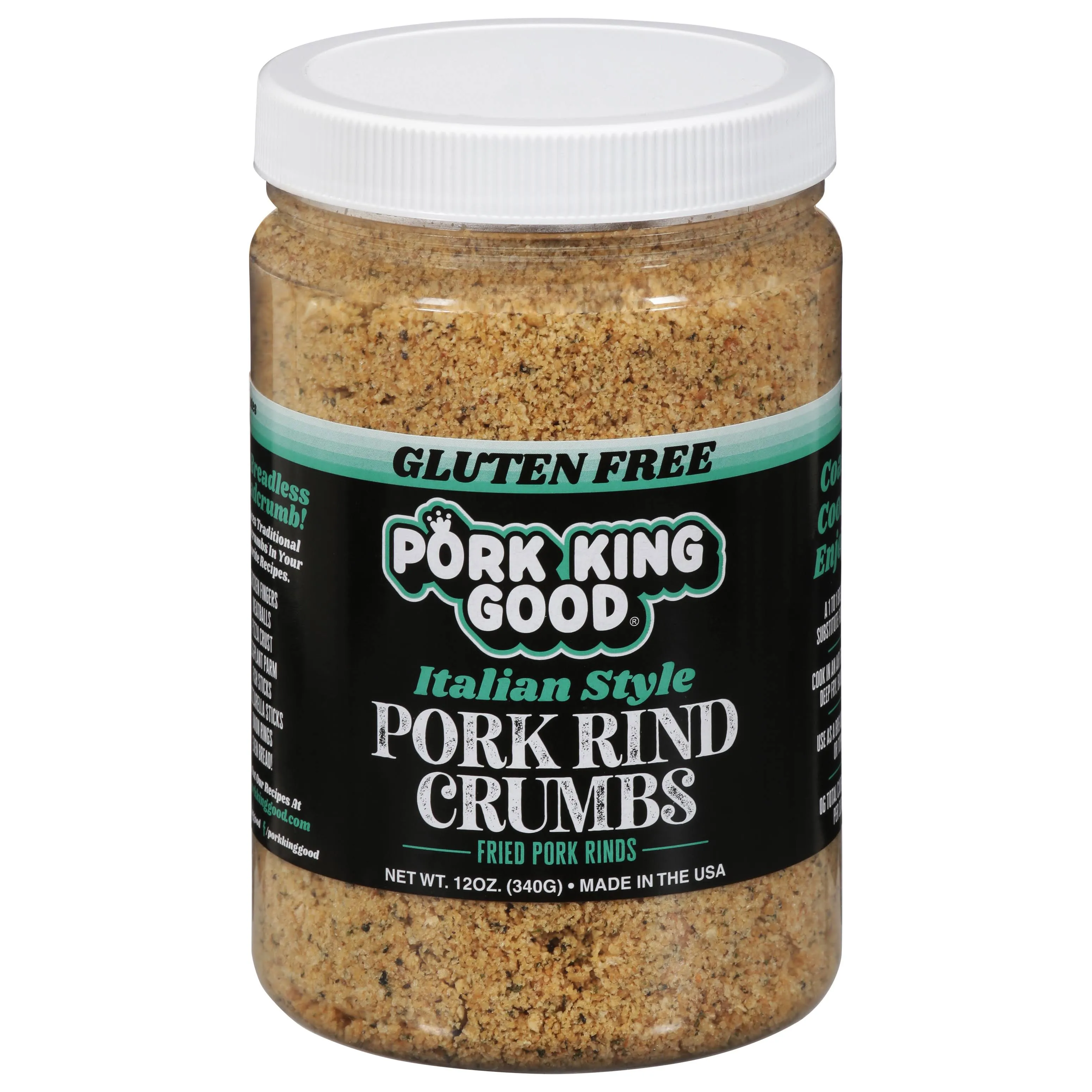 Pork King Good - Pork Rind Breadcrumbs - 2 Pack! Keto Friendly, Paleo, Gluten-Free, Sugar Free, Zero Carb Panko Substitute (Two 12 Oz Jars) (Original, 2 Pack)