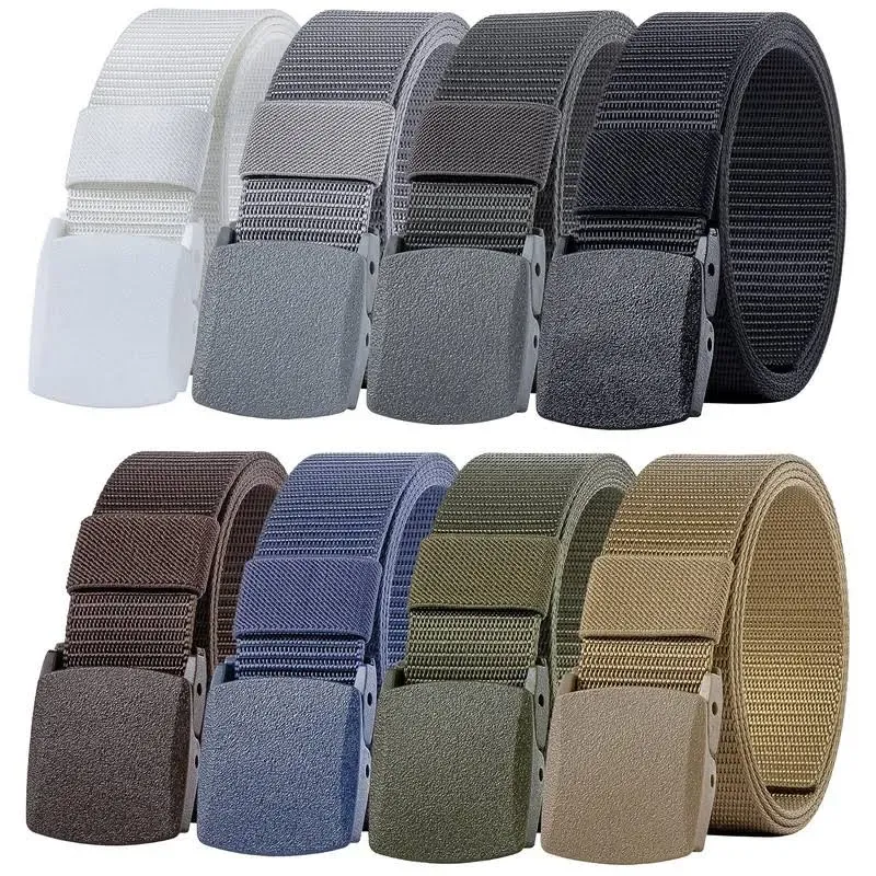 Ginwee 8 Pack Nylon Military Tactical Belt with Plastic Buckle