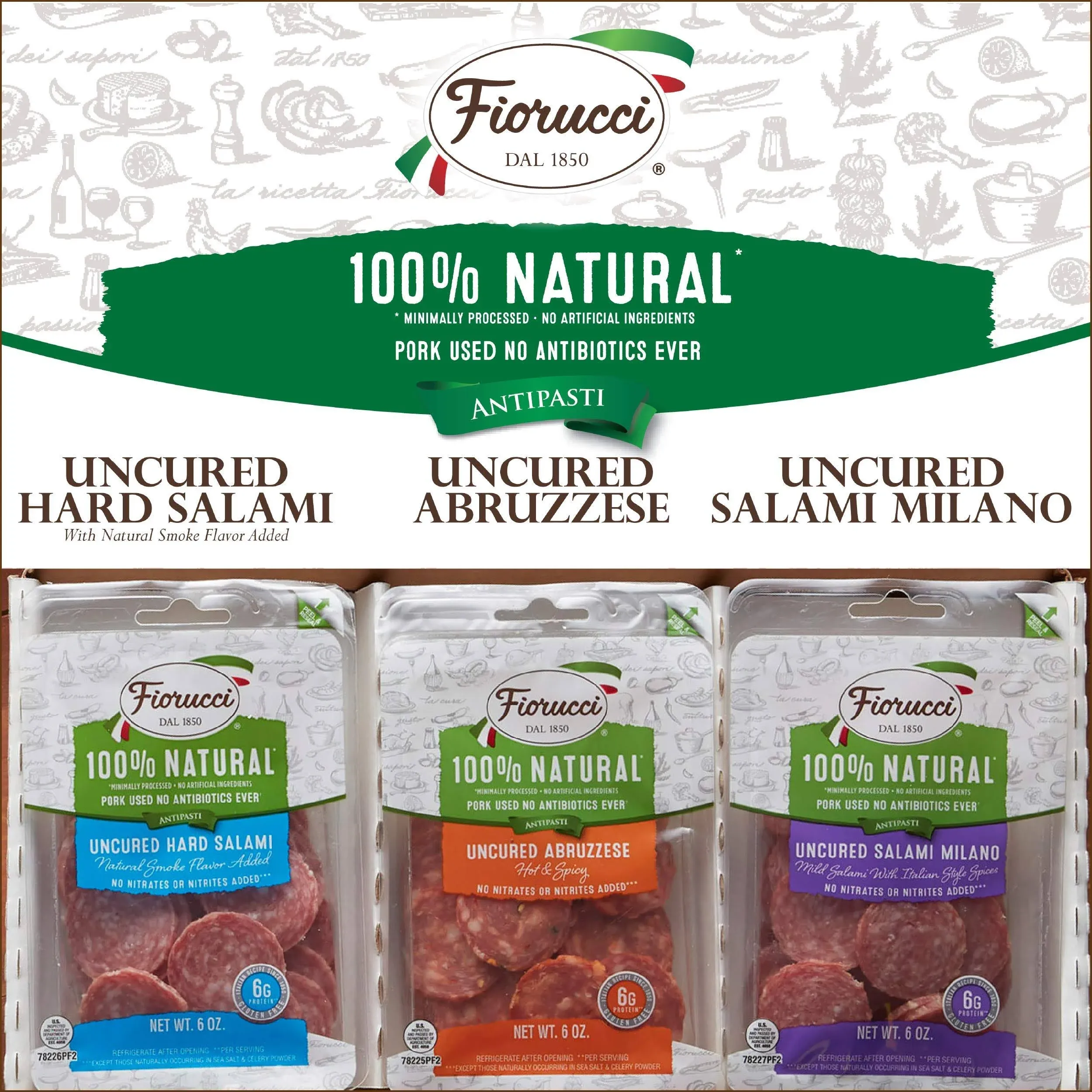 Fiorucci Italian Sampler Pack (All Natural Charcuterie Sampler, 18 Ouunce (Pack of 1))