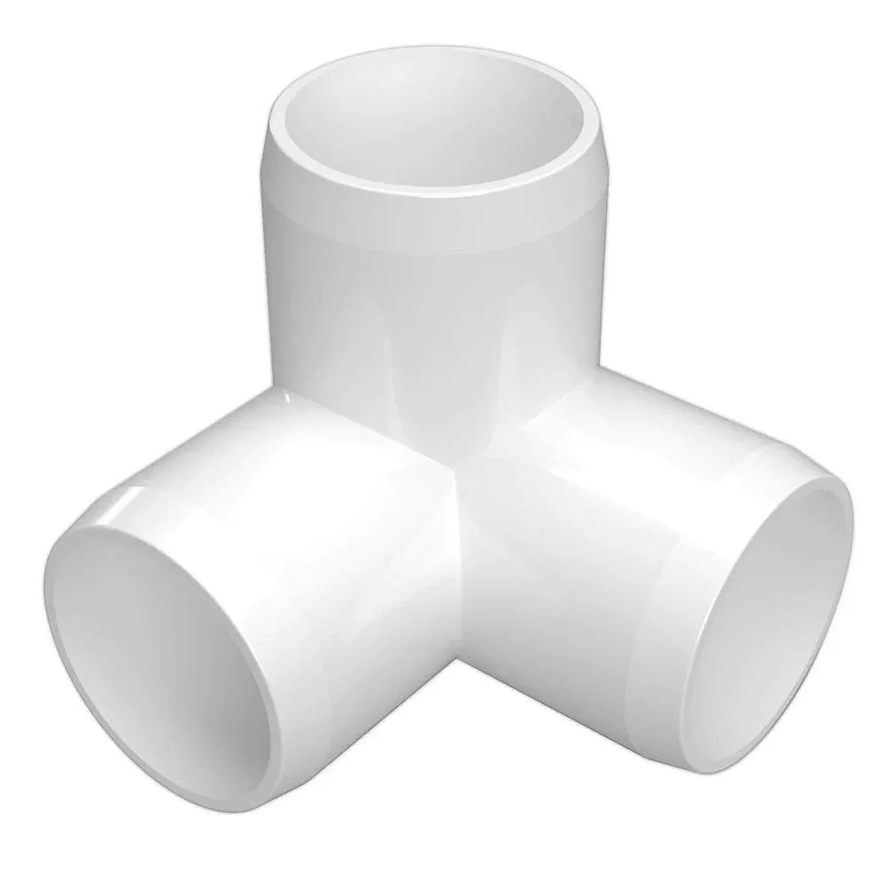 3/4&#034; Furniture Grade 3-Way Corner Elbow PVC Fitting - 8 Pack