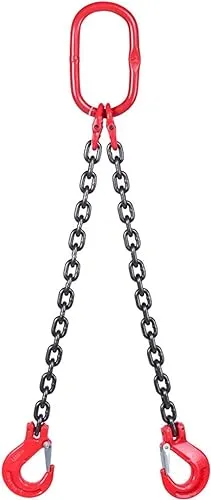 Chain Sling 2/5Inch X 5 Ft 4410lb Double Leg with Sling Hooks Chain Slings Adjusters Grade 80Alloy Steel Engine Chain Hoist Lifts【2 Ton】