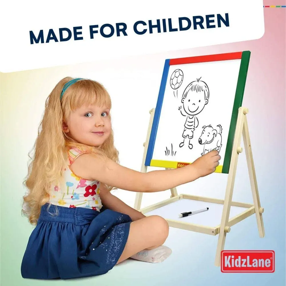 Kidzlane Art Easel for Kids 2-4 | Wooden Toddler Easel