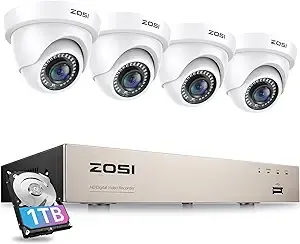 ZOSI 3K 5MP Lite Home Security Camera System with AI Human Vehicle Detection, H.265+ 8CH CCTV DVR and 8 x 1080p Wired Outdoor Indoor Bullet Dome Cameras, Remote Access, Alert Push (No Hard Drive)