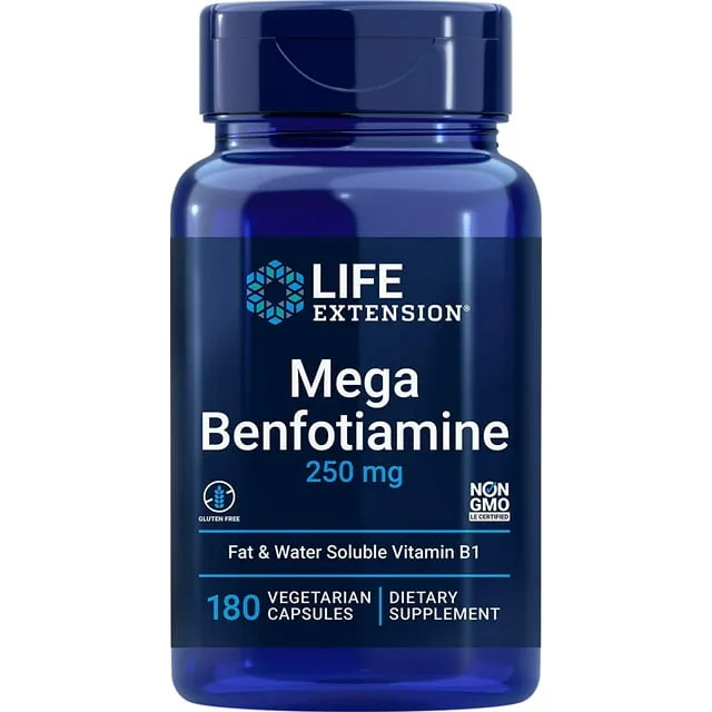 Life Extension Mega Benfotiamine Capsule 250 mg 120 Vegetarian Capsules 2 Bottles